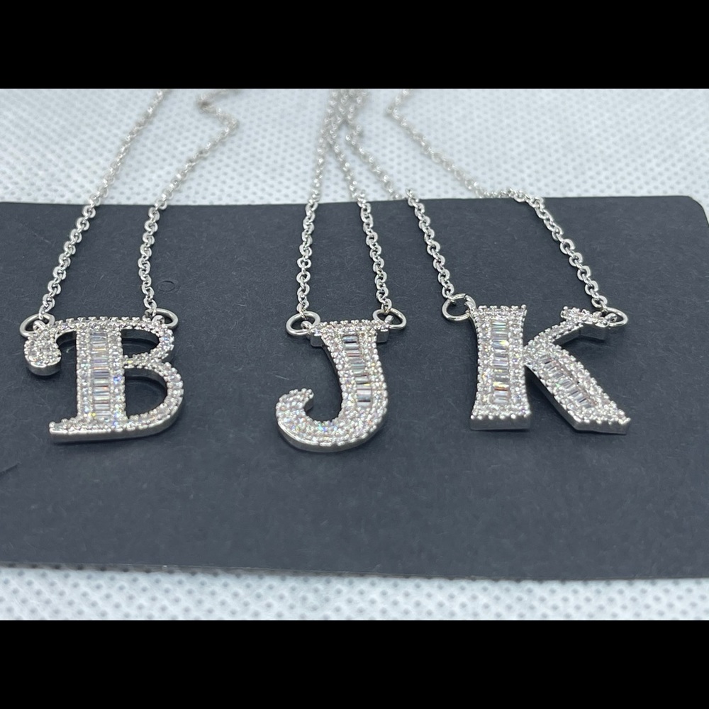 Beautiful Fashion CZ Initial Pendant Necklaces
